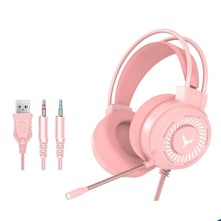 2 PCS G58 Auriculares con cable para juegos montados en la cabeza con micrófono, longitud del cable: aproximadamente 2 m, Black Single Plug Version, Black 7.1 Single USB Version, Pink Colorful 3.5mm Version, White Colorful 3.5mm Version                ...