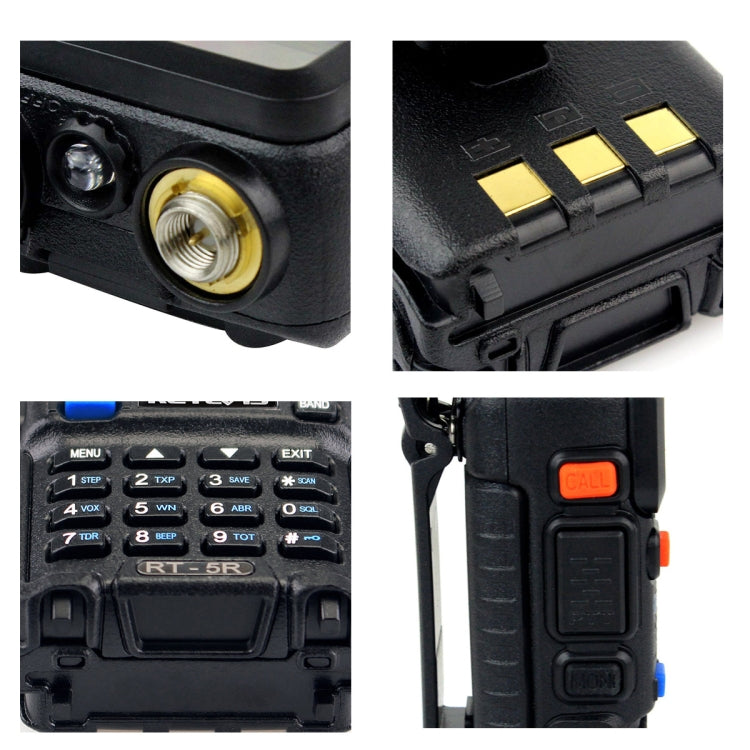 RETEVIS RT-5R 400-520MHz + 136-174MHz 128CHS Walkie Talkie de mano de dos segmentos,, USB, EU Plug, UK Plug