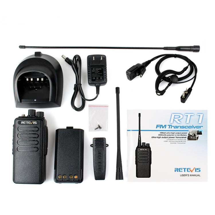 RETEVIS RT1 10W UHF 400-520MHz 16CH Walkie Talkie de mano,, RT1 400-520MHz US Plug, RT1 400-520MHz EU Plug