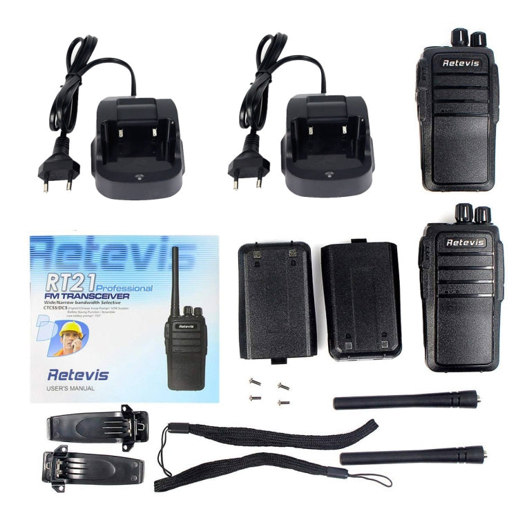 1 par RETEVIS RT21 2.5W Frecuencia de EE. UU. 400-480MHz 16CH Walkie Talkie portátil, enchufe de EE. UU., RT21 US Plug