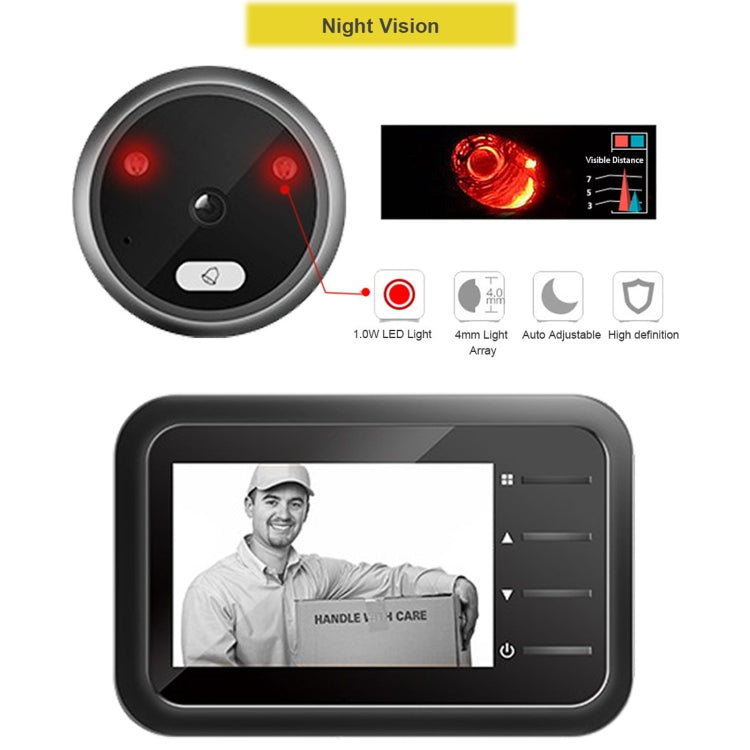 R11 Timbre electrónico con forma de ojo de gato, pantalla TFT LCD de 2,4 pulgadas, visión nocturna, foto y vídeo