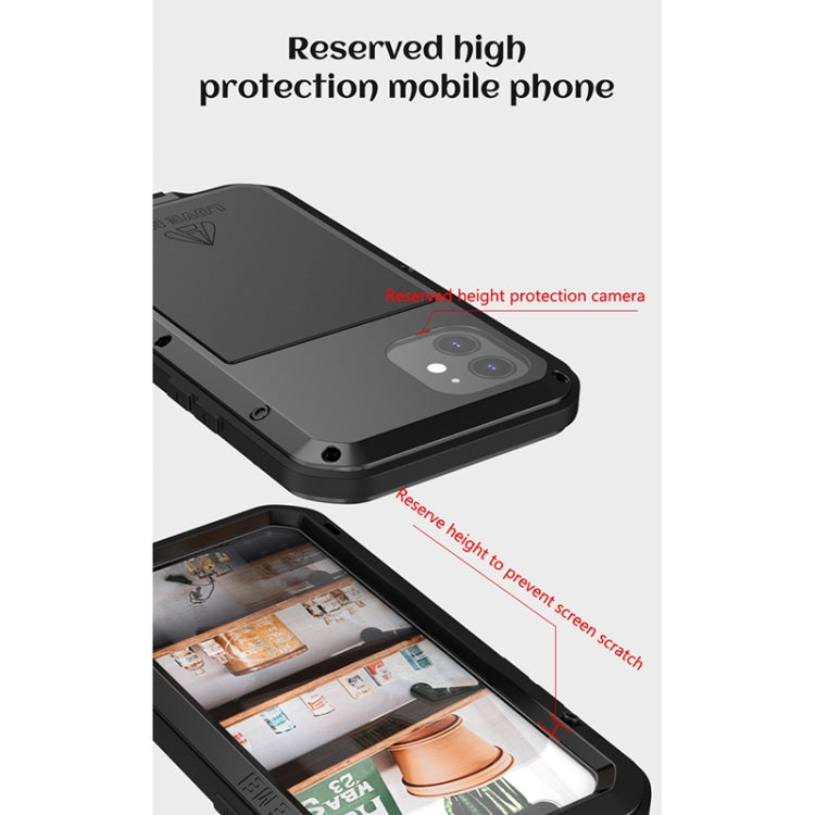 LOVE MEI Metal a prueba de golpes impermeable a prueba de polvo funda protectora, For iPhone 12 mini, For iPhone 12