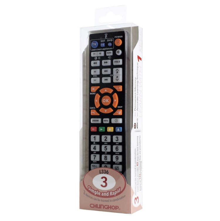 CHUNGHOP L336 Controlador remoto de aprendizaje inteligente universal para TV / CBL / DVD, L336(Black), L336(Silver)