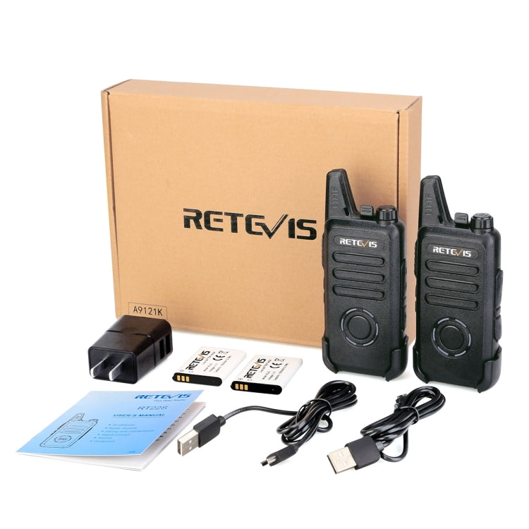 1 par RETEVIS RT22S Frecuencia de EE. UU. 22CHS FRS Radio de dos vías sin licencia Walkie Talkie de mano, enchufe de EE. UU., RT22S