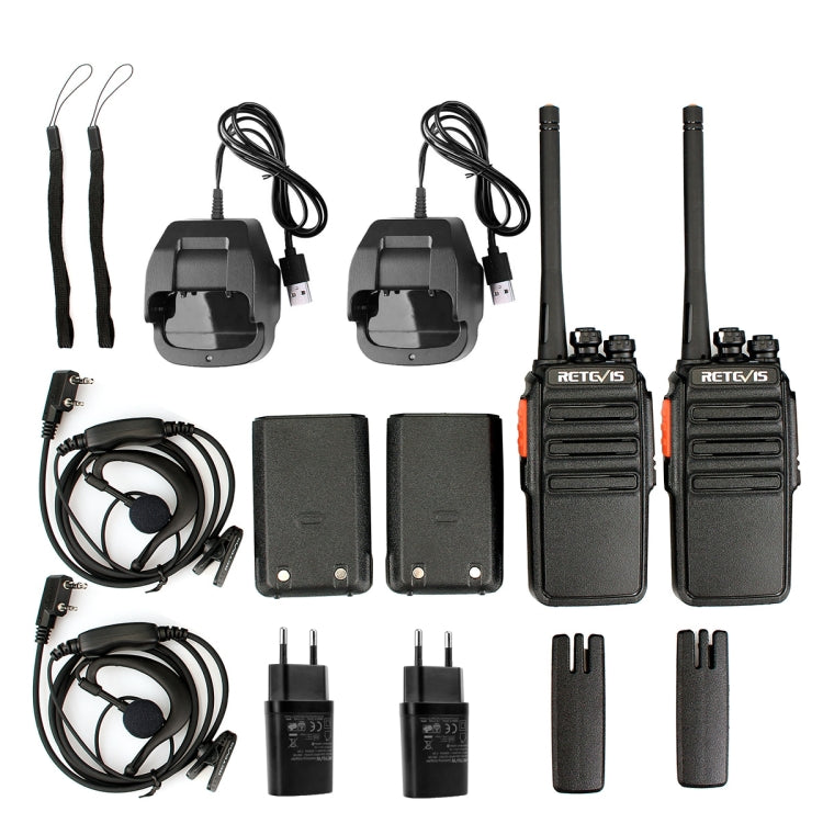 1 par RETEVIS RT24 frecuencia de la UE PMR 446/400-470MHz 16CHS Radio bidireccional Walkie Talkie de mano, enchufe de la UE, RT24