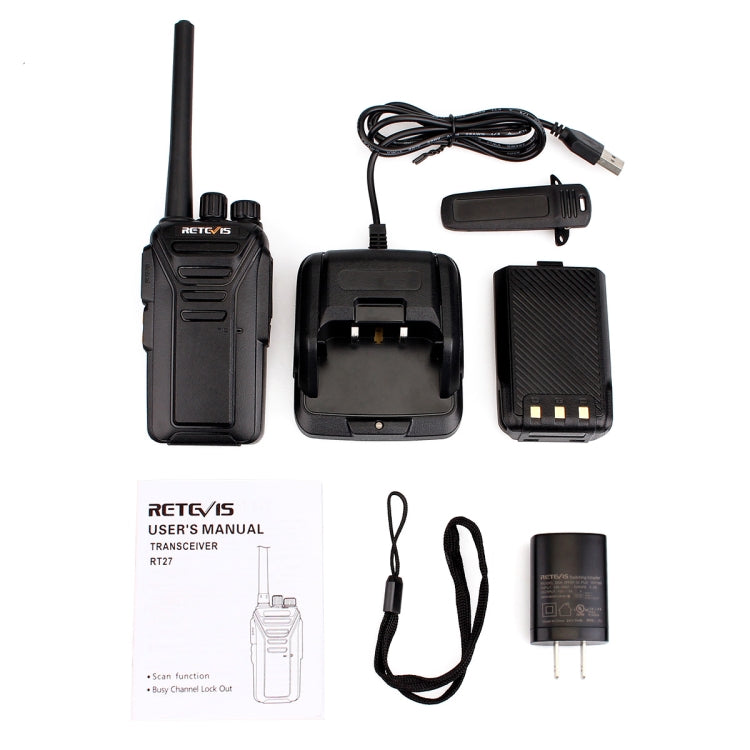 RETEVIS RT27 2W US Frecuencia 462.5500MHz-467.7125MHz 22CHS FRS Radio de dos vías Walkie Talkie de mano, enchufe de EE. UU., RT27, US Plug