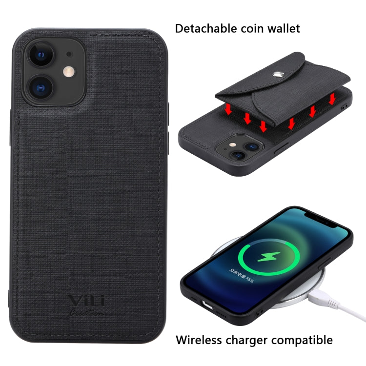 Funda protectora magnética de tela tejida de TPU + PU de la serie T de ViLi con billetera, For iPhone 11, For iPhone 11 Pro, For iPhone 11 Pro Max, For iPhone 12 mini, For iPhone 12, For iPhone 12 Pro, For iPhone 12 Pro Max