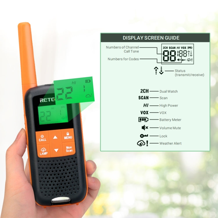 1 par RETEVIS RT649 PMR446 16CHS Walkie Talkie portátil con radio bidireccional sin licencia, enchufe de la UE, RT649