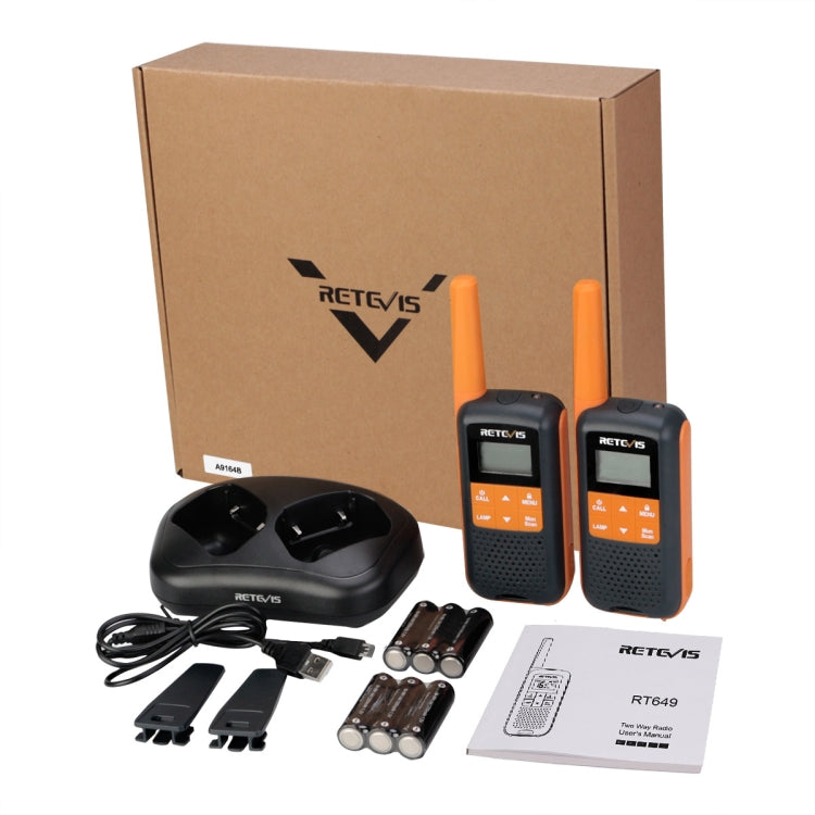 1 par RETEVIS RT649 PMR446 16CHS Walkie Talkie portátil con radio bidireccional sin licencia, enchufe de la UE, RT649