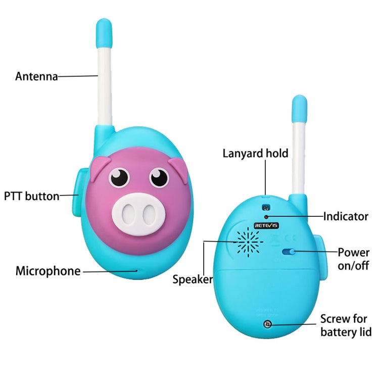 1 par RETEVIS RB616 EU frecuencia PMR446 1CHS Walkie Talkie portátil de dibujos animados sin licencia para niños, RB616