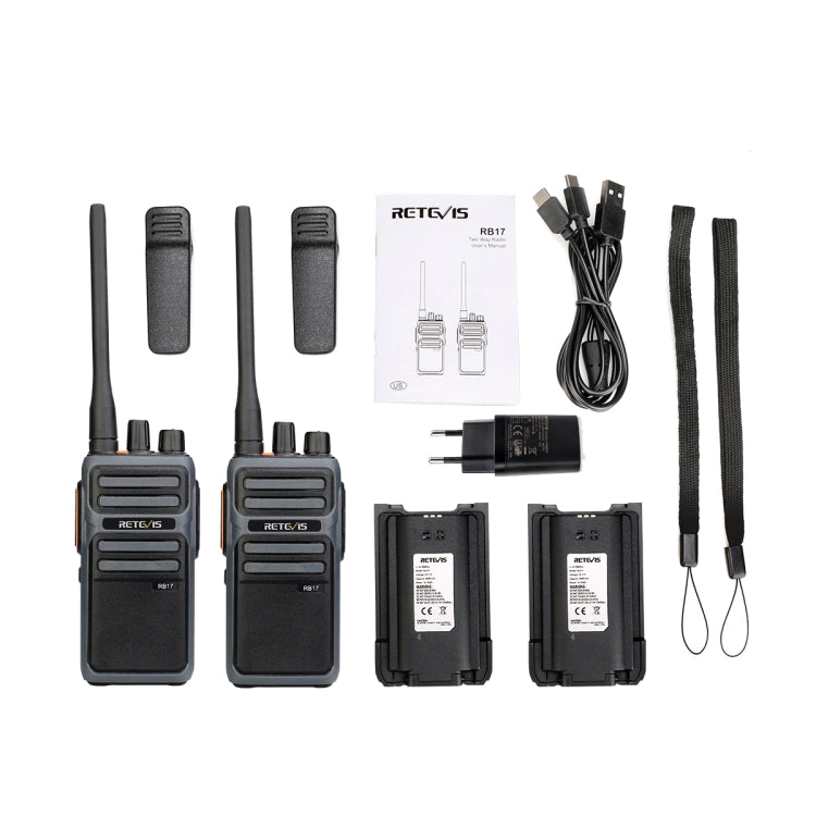 1 par RETEVIS RB617 PMR446 16CHS Walkie Talkie de mano de radio bidireccional sin licencia, enchufe de la UE, RB617