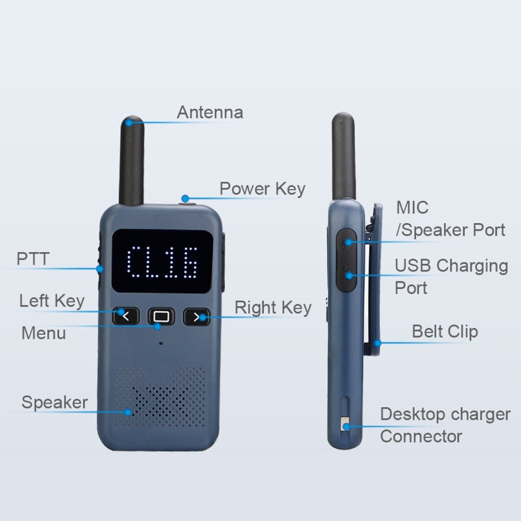 RETEVIS RB619 PMR446 16CHS Walkie Talkie de mano de radio bidireccional sin licencia, enchufe de la UE, RB619