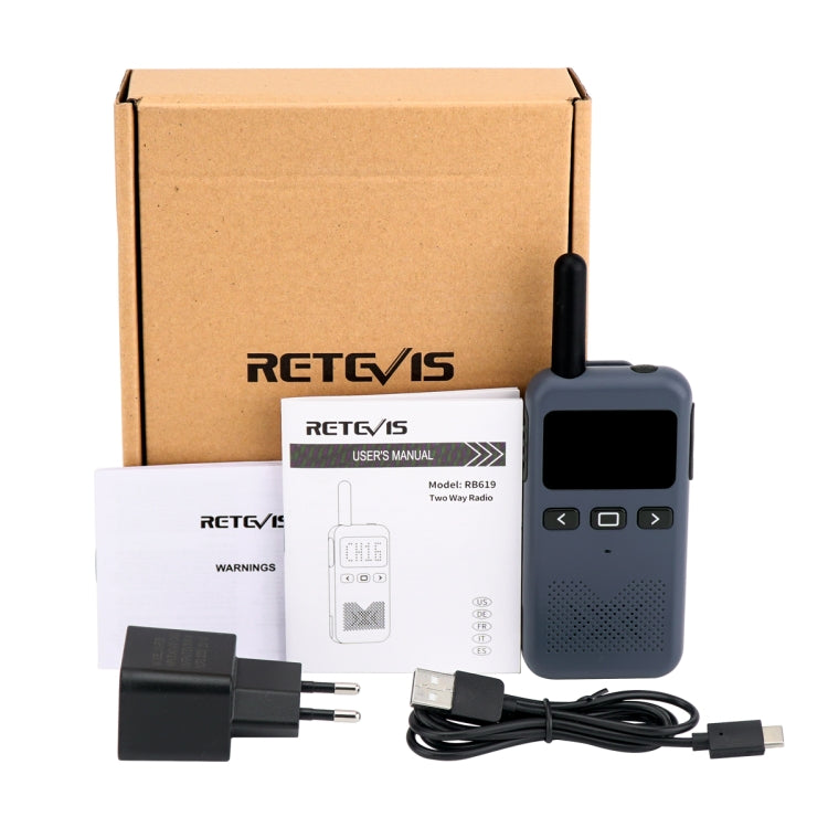 RETEVIS RB619 PMR446 16CHS Walkie Talkie de mano de radio bidireccional sin licencia, enchufe de la UE, RB619