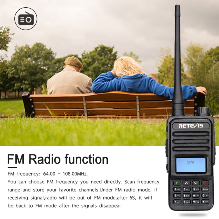 RETEVIS RT85 Frecuencia de EE. UU. 136.000-174.000MHz + 400.000-470.000MHz 200CHS Radio bidireccional digital de banda dual Walkie talkie de mano, RT85 US Frequency
