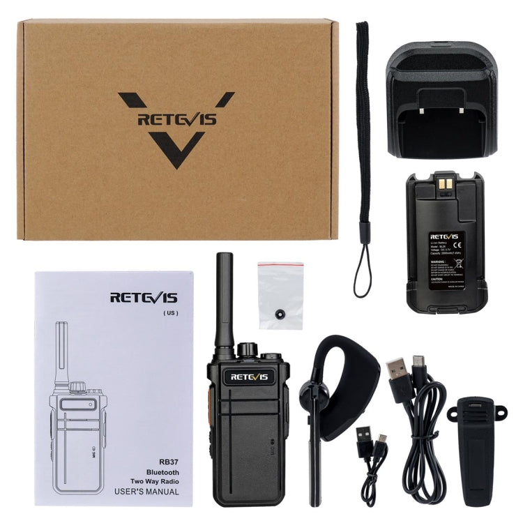 RETEVIS RB37 Frecuencia de EE. UU. 462.5625-467.7125MHz 22CHS FRS Radio bidireccional sin licencia Walkie Talkie Bluetooth de mano, RB37