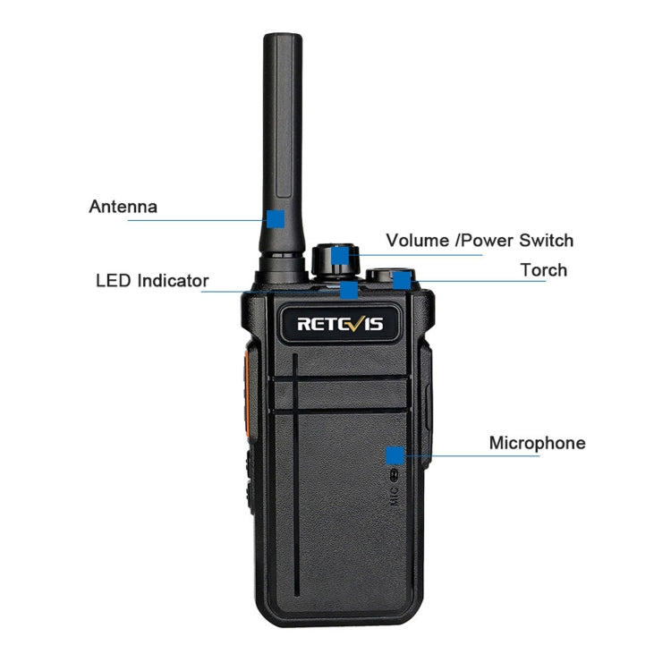 RETEVIS RB637 Frecuencia de la UE PMR446 16CHS Sin licencia Radio de dos vías Handheld Bluetooth Walkie Talkie, RB637