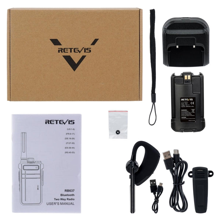 RETEVIS RB637 Frecuencia de la UE PMR446 16CHS Sin licencia Radio de dos vías Handheld Bluetooth Walkie Talkie, RB637