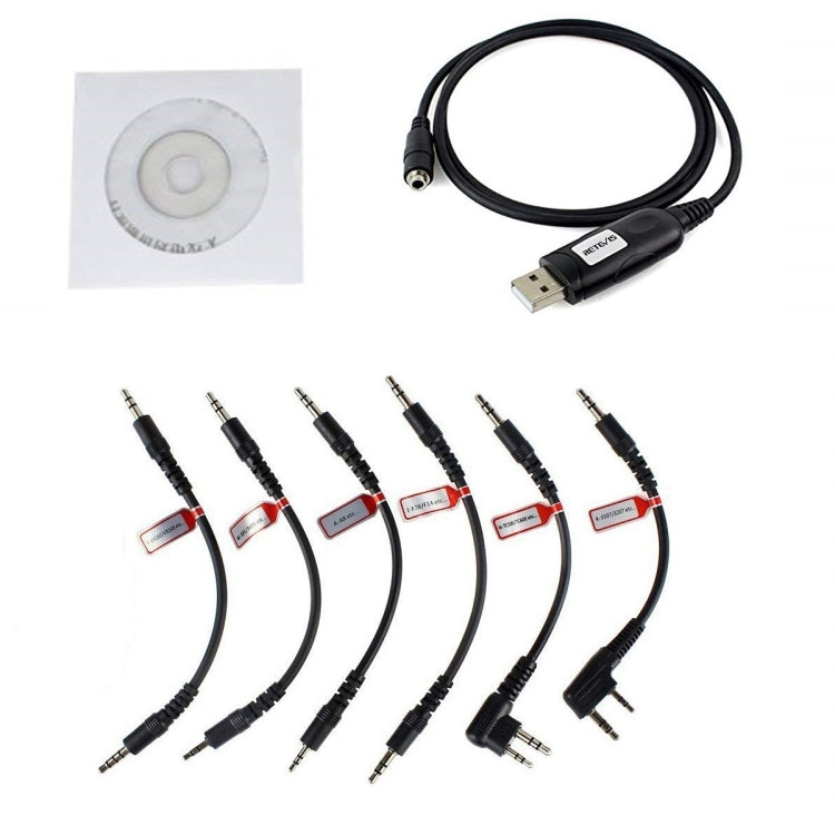 RETEVIS C9002 6 en 1 Adaptador de cable de programación de programas USB Juego de líneas de frecuencia de escritura, C9002