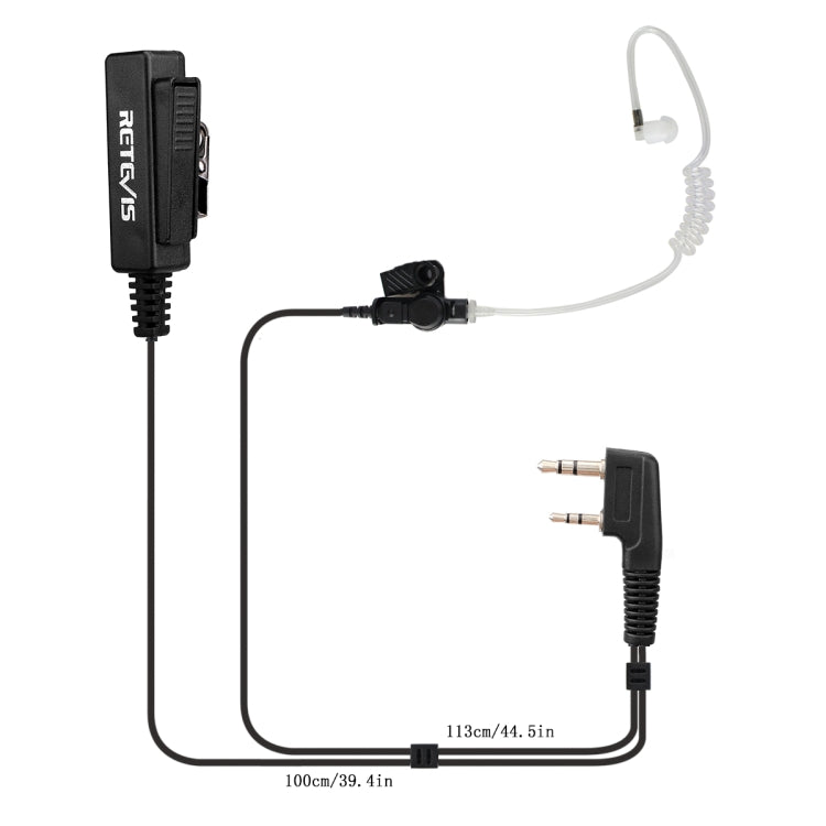 RETEVIS TK 2 pines Clip largo guía de aire tubo acústico encubierto auricular altavoz micrófono para H-777 / RT-5R / RT-5RV / RT-B6, TK Long Clip