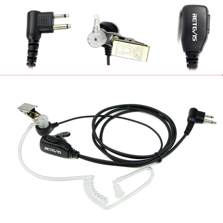 RETEVIS C9025 M 2 pines PTT Guía de aire Reducción de ruido Tubo acústico encubierto Auricular Micrófono, C9025