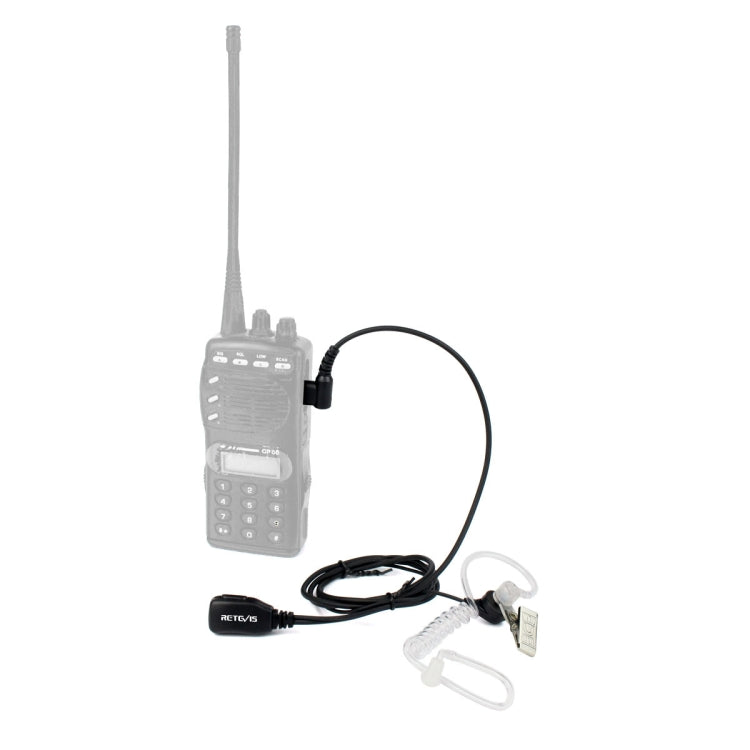 RETEVIS C9025 M 2 pines PTT Guía de aire Reducción de ruido Tubo acústico encubierto Auricular Micrófono, C9025