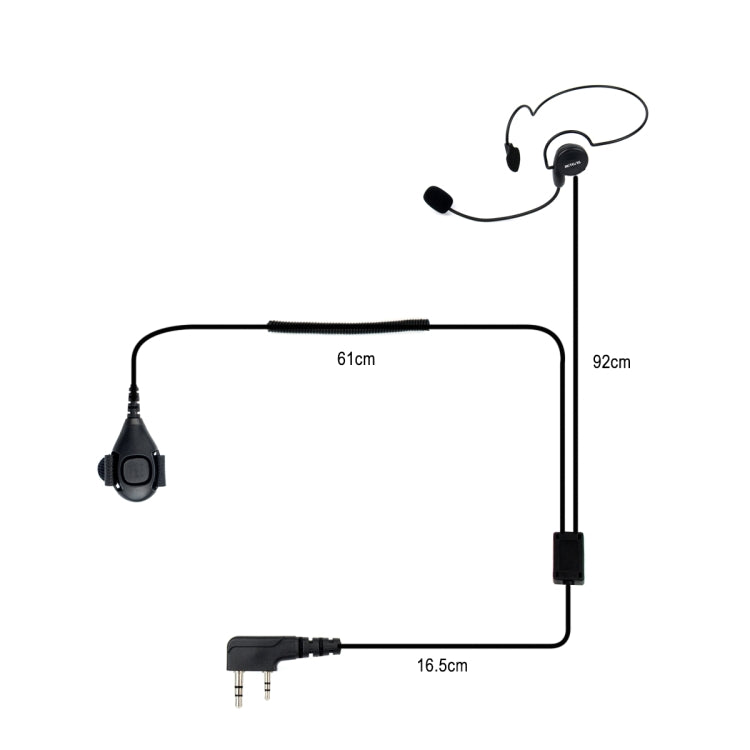 RETEVIS K-C2F Micrófono de auricular colgante con dedo PTT de 2 pines para H-777/RT-5R/888s/UV5R, K-C2F