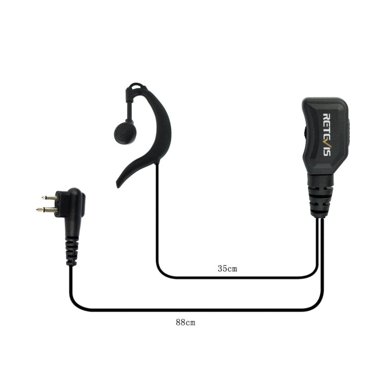 RETEVIS R-111 M Head 2 Pin PTT Micrófono de auricular de volumen ajustable para Motorola GP68/GP88/GP300/GP2000, R-111 M Head