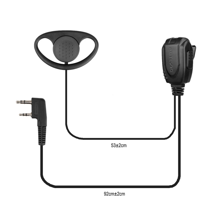 RETEVIS RE-3224 K Micrófono de auricular tipo D de 2 pines para H777/RT21/RT22/RT24/RT1/RT3/RT81, RE-3224