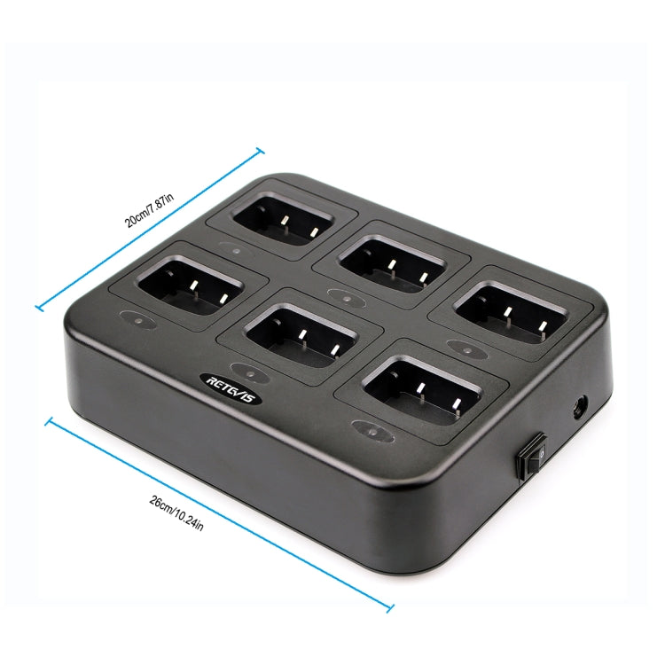 RETEVIS RTC777 Cargador de walkie talkie de seis vías para Retevis H777,, RTC777 AU Plug, RTC777 US Plug, RTC777 EU Plug, RTC777 UK Plug
