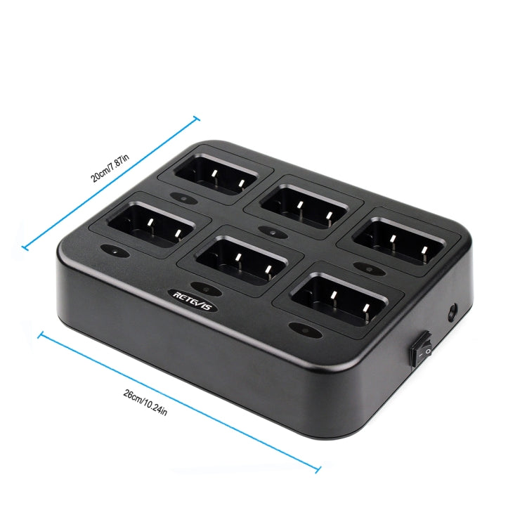 RETEVIS RTC21 Cargador multifunción de walkie talkie de seis vías para Retevis RT21/RT24,, RTC21 EU Plug, RTC21 US Plug