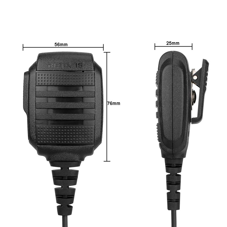 RETEVIS RS-114 IP54 Micrófono de altavoz impermeable de 2 pines para H777/RT21/RT27, RS-114
