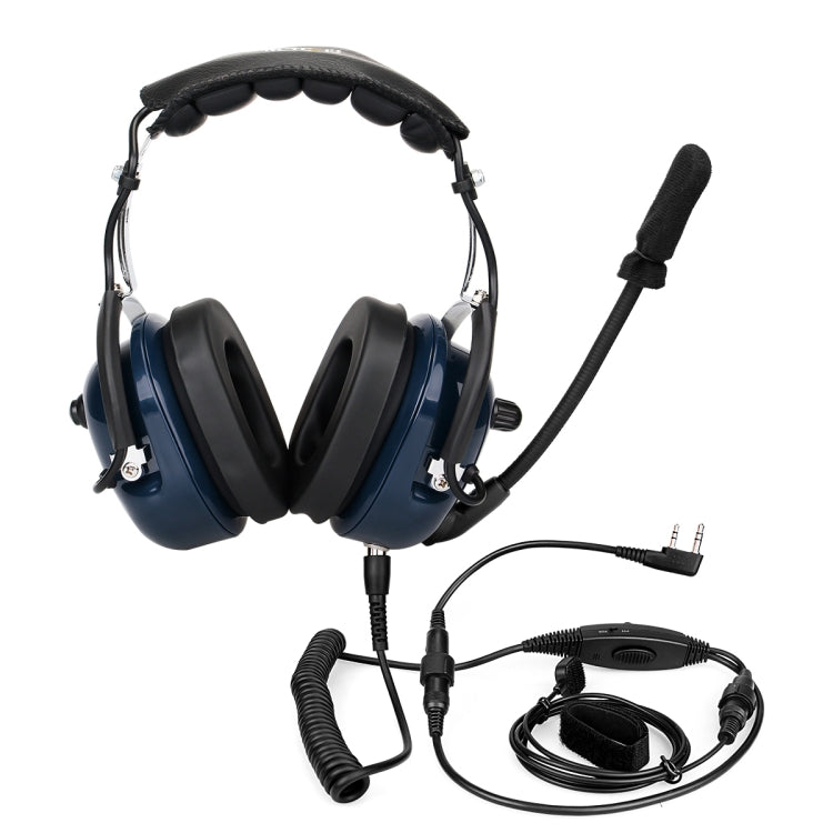 RETEVIS EH050K Micrófono para auriculares de aviación con reducción de ruido y volumen ajustable de 2 pines con PTT de dedo, EH050K