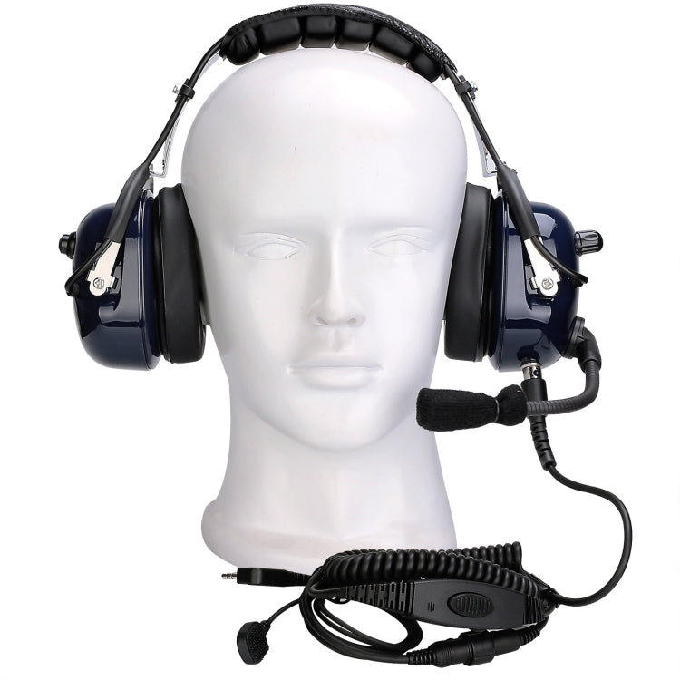 RETEVIS EH050K Micrófono para auriculares de aviación con reducción de ruido y volumen ajustable de 2 pines con PTT de dedo, EH050K