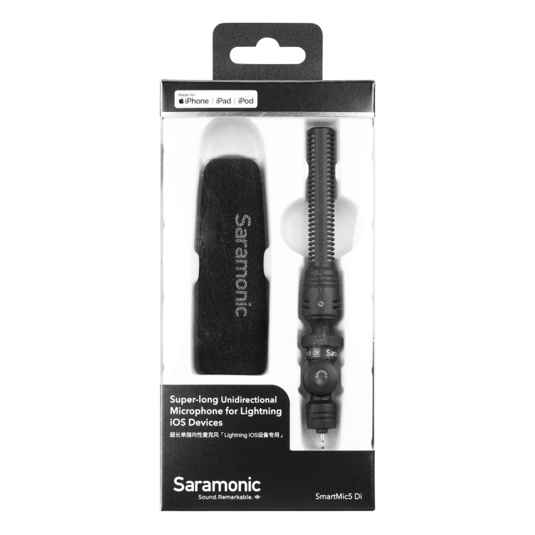 Saramonic SmartMic5 Di Micrófono unidireccional superlargo para dispositivos de interfaz de 8 pines, SmartMic5 Di