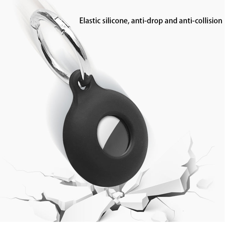 Funda protectora a prueba de golpes de silicona antiarañazos hueca de doble cara con lazo de gancho para llavero, For AirTag