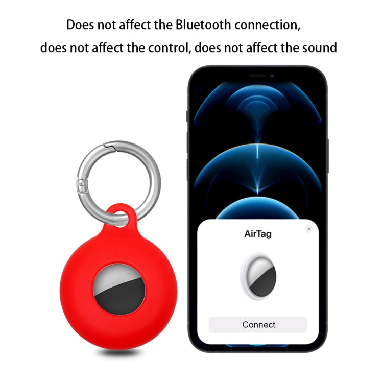 Funda protectora a prueba de golpes de silicona antiarañazos hueca de doble cara con lazo de gancho para llavero, For AirTag