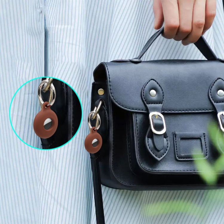 Funda protectora a prueba de golpes de silicona antiarañazos hueca de doble cara con lazo de gancho para llavero, For AirTag
