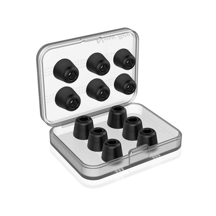 6 pares de tapones para los oídos New Bee NB-M1 de espuma viscoelástica de rebote lento con caja de almacenamiento, adecuados para tapones de auriculares de 5 mm a 7 mm, Memory Foam Black, Memory Foam Red, Silicone & Memory Foam Grey