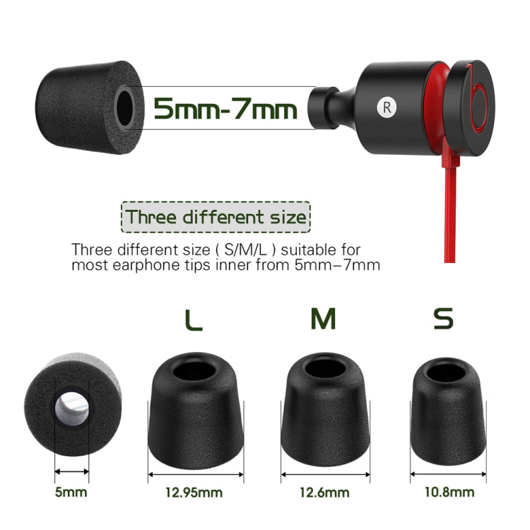 6 pares de tapones para los oídos New Bee NB-M1 de espuma viscoelástica de rebote lento con caja de almacenamiento, adecuados para tapones de auriculares de 5 mm a 7 mm, Memory Foam Black, Memory Foam Red, Silicone & Memory Foam Grey