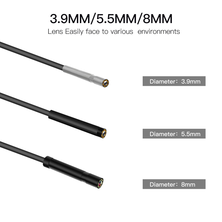 P60B 8mm 1080P 2.4 pulgadas IPS Pantalla IP68 Impermeable HD Digital Endoscopio, 8mm 2m Hard Cable, 8mm 5m Hard Cable, 8mm 10m Hard Cable