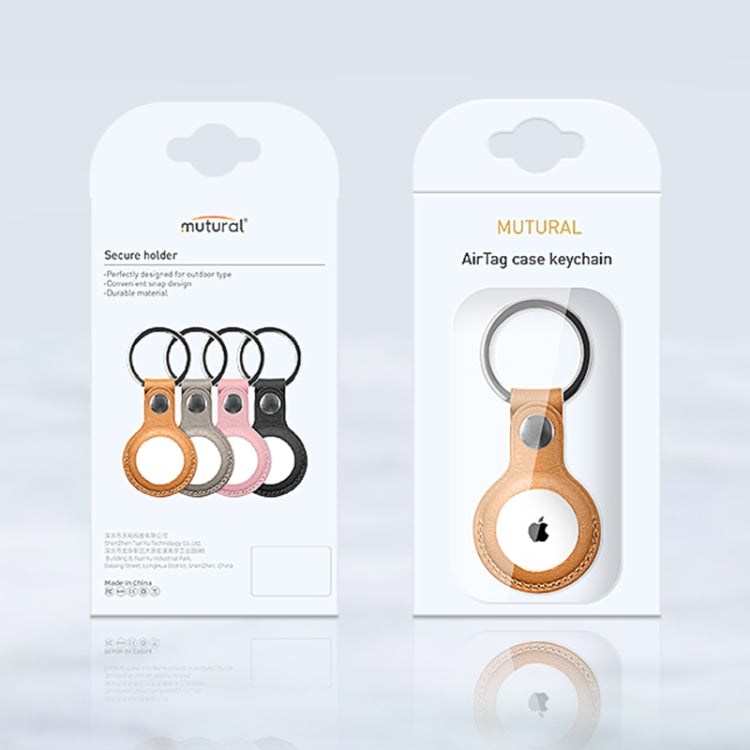 Estuche protector de cuero PU Mutural con llavero para AirTag