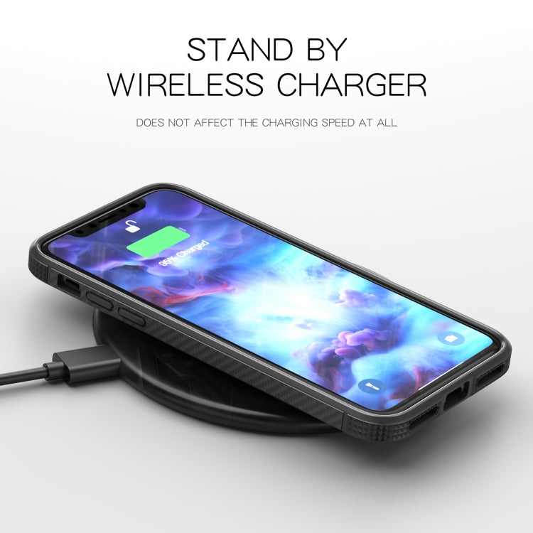 iPAKY Serie MG Textura de fibra de carbono TPU a prueba de golpes + Caja de PC transparente, For iPhone 11, For iPhone 11 Pro, For iPhone 11 Pro Max, For iPhone 12 mini, For iPhone 12 / 12 Pro, For iPhone 12 Pro Max, For iPhone XS / X, For iPhone XR   ...