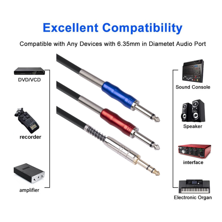 3683 Cable de audio macho de 3,5 mm a macho doble de 6,35 mm, 1m, 2m, 3m