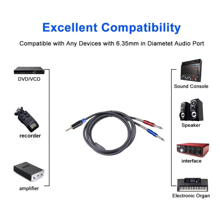 TC195BULS01 Cable de audio macho mono de 3,5 mm macho a doble de 6,35 mm, 1.8m, 3m, 5m