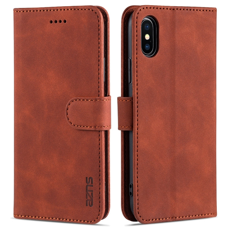 AZNS Skin Feel Calf Texture Funda de cuero con tapa horizontal con ranuras para tarjetas y soporte y billetera, For iPhone 11 Pro, For iPhone 11, For iPhone 11 Pro Max, For iPhone XS / X, For iPhone XS Max, For iPhone XR
