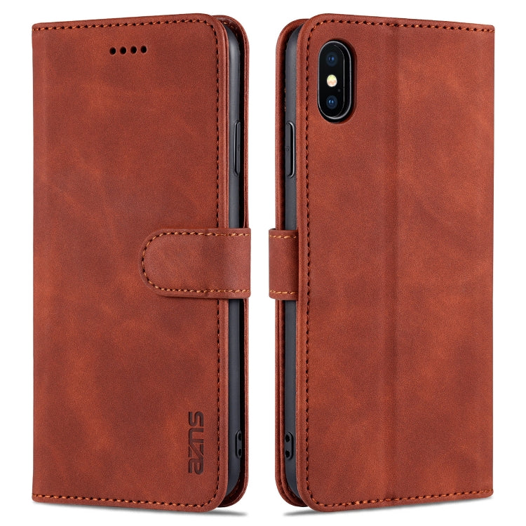 AZNS Skin Feel Calf Texture Funda de cuero con tapa horizontal con ranuras para tarjetas y soporte y billetera, For iPhone 11 Pro, For iPhone 11, For iPhone 11 Pro Max, For iPhone XS / X, For iPhone XS Max, For iPhone XR