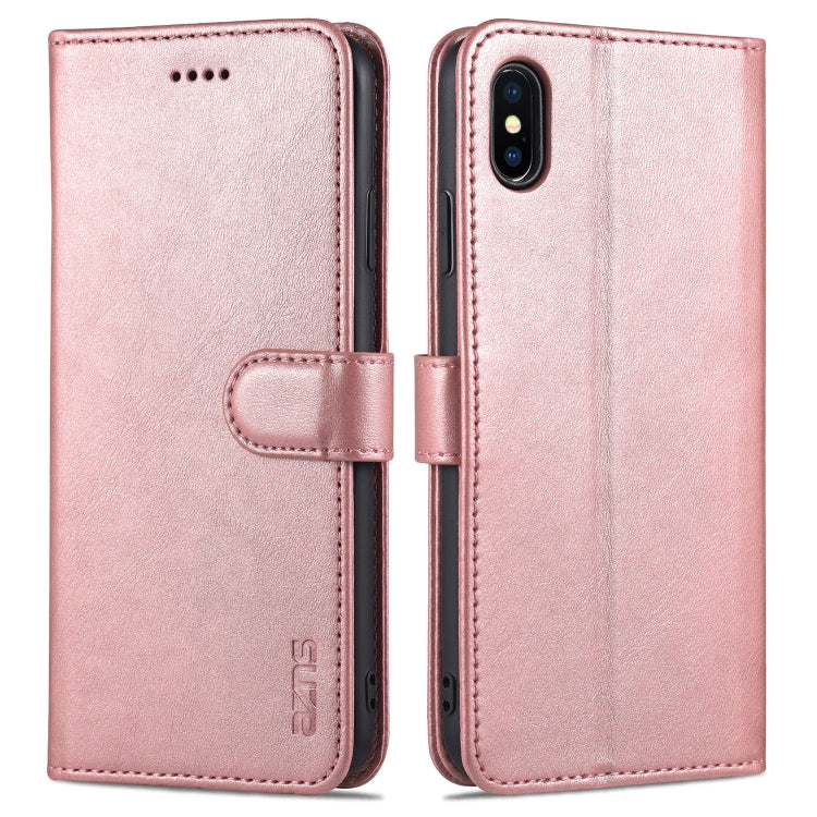 AZNS Skin Feel Calf Texture Funda de cuero con tapa horizontal con ranuras para tarjetas y soporte y billetera, For iPhone 11 Pro, For iPhone 11, For iPhone 11 Pro Max, For iPhone XS / X, For iPhone XS Max, For iPhone XR