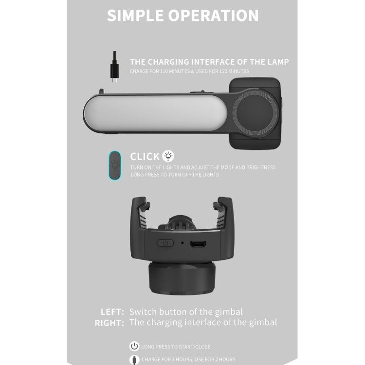 Trípode estabilizador de cardán con luz de relleno plegable mini L09