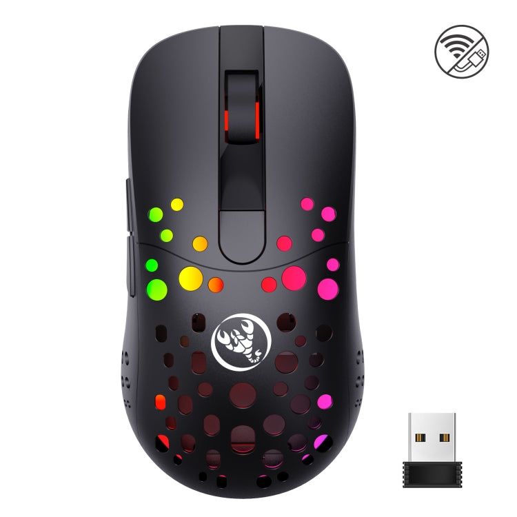 HXSJ T100 10000 DPI RGB Definición macro Ratón inalámbrico de modo dual con cable