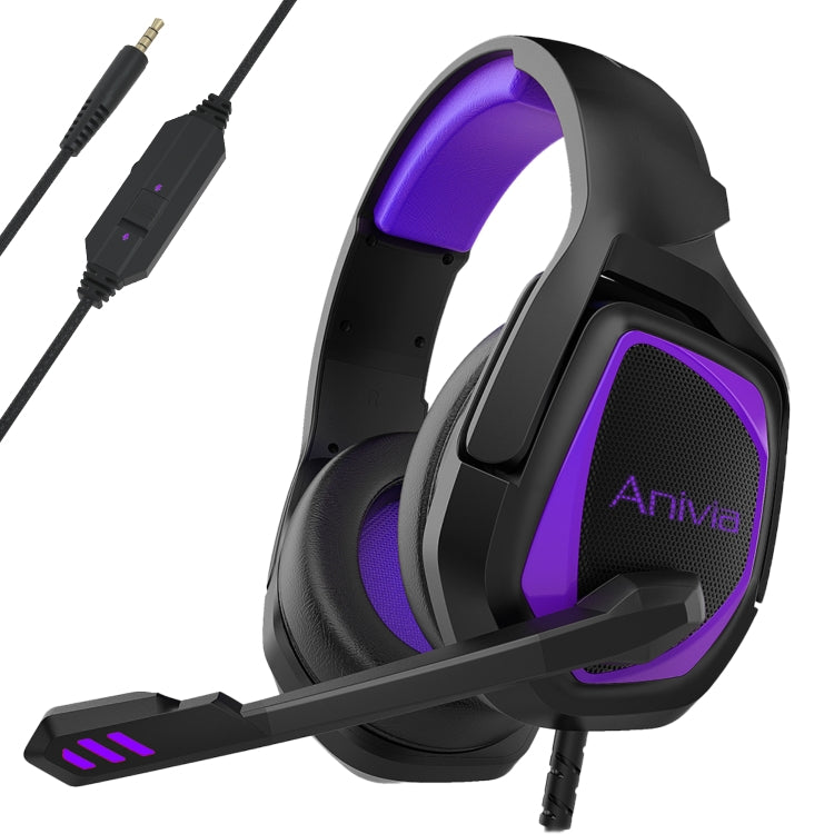 Auriculares para juegos con cable Anivia MH602 de 3,5 mm con micrófono, MH602 (Black Red), MH602 (Black Blue), MH602 (Black Purple)